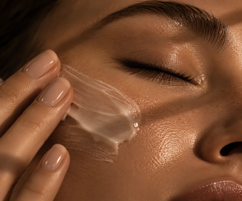 Illustration beauté : texture de crème sur la peau